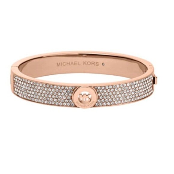Michael Kors Rose Gold Fulton pave hinged bangle - Picture 1 of 7